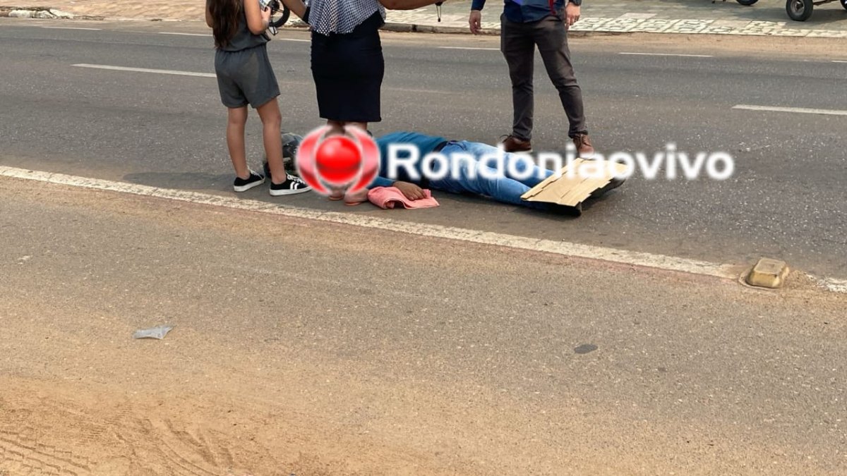 BATIDA: Acidente entre carro e moto deixa homem ferido na Raimundo Cantuária 