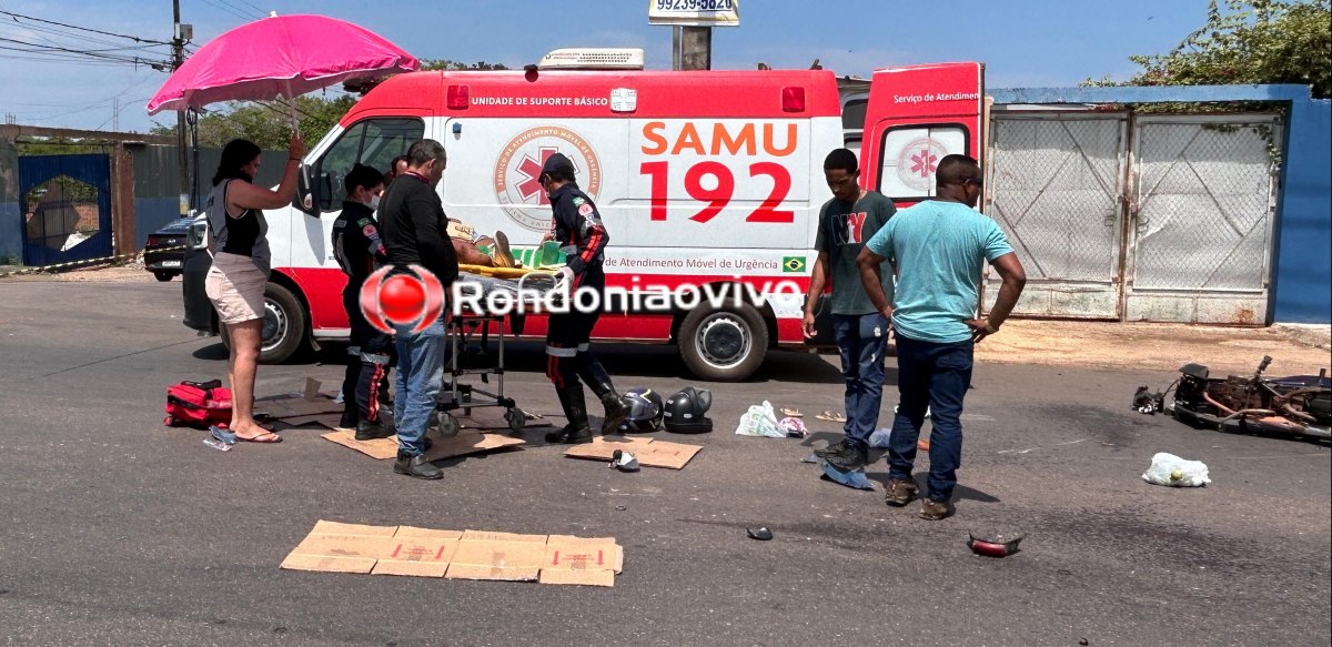 FORTE COLISÃO: Roda de moto é arrancada e mulher fica gravemente ferida