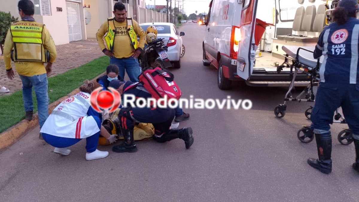 NO LAGOA: Mototaxista fica lesionado após colisão envolvendo carro CR-V 