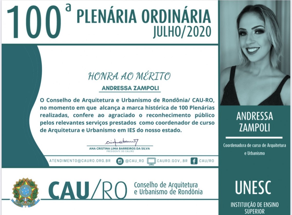 Docentes da Unesc são homenageados pelo CAU/RO