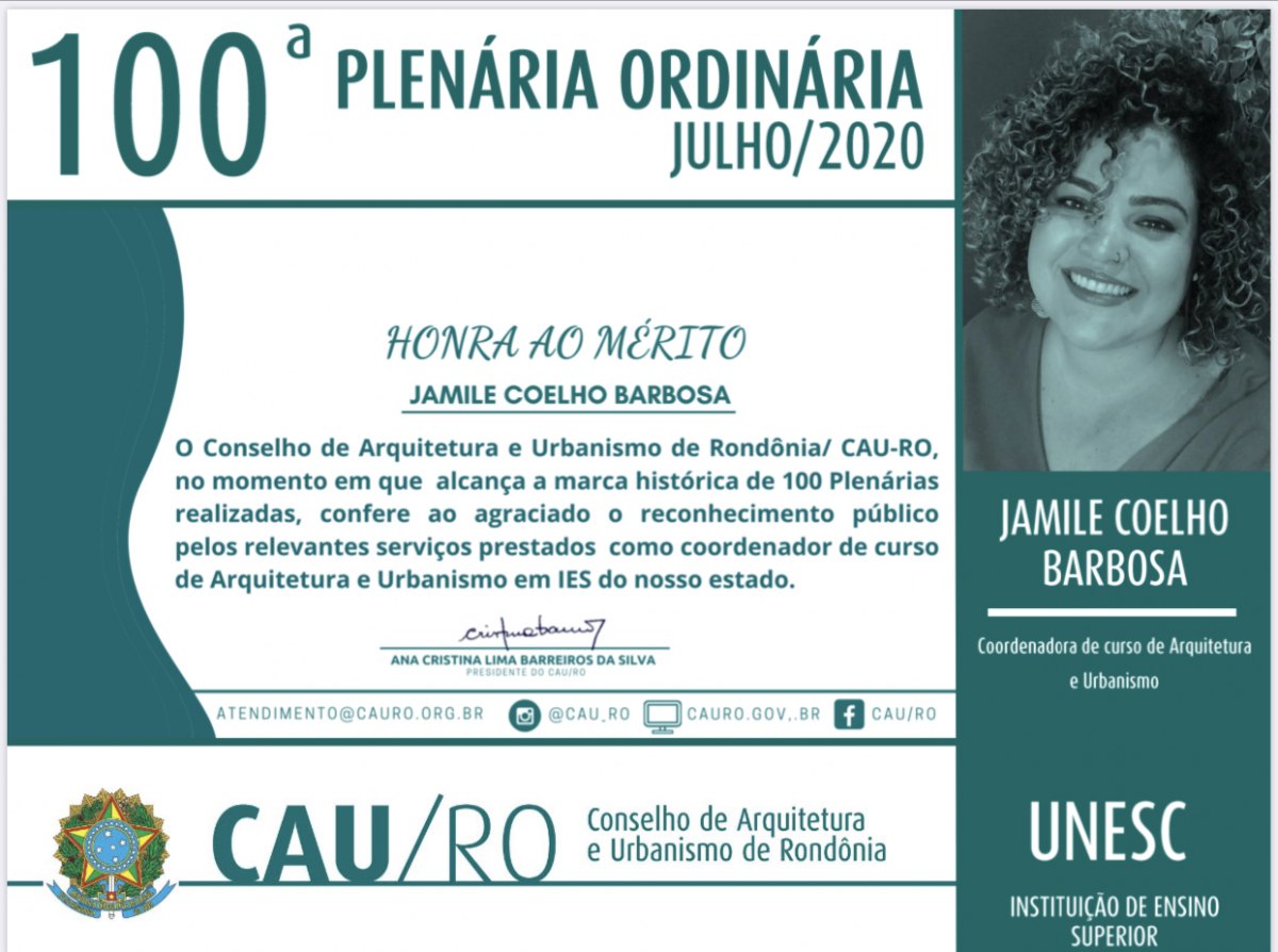 Docentes da Unesc são homenageados pelo CAU/RO