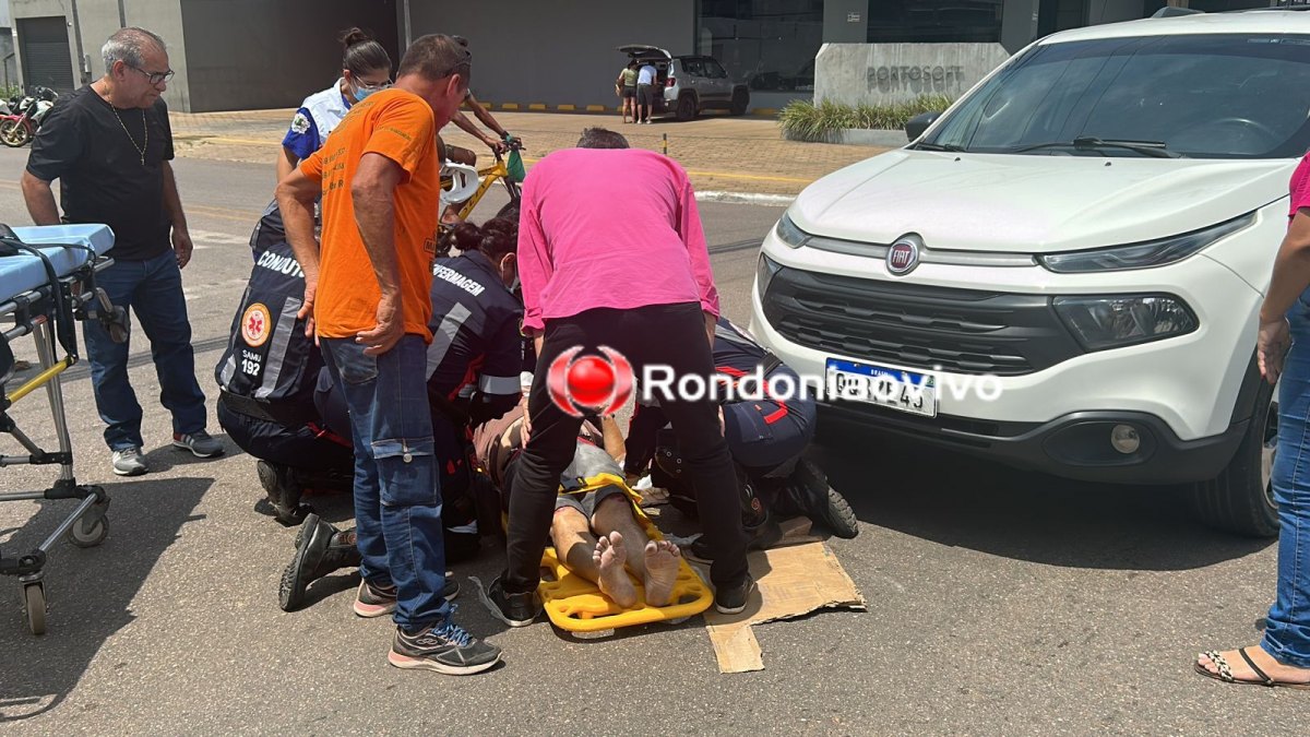 NA TRASEIRA: Motociclista de 64 anos fica ferido após batida entre três veículos na 7 de Setembro
