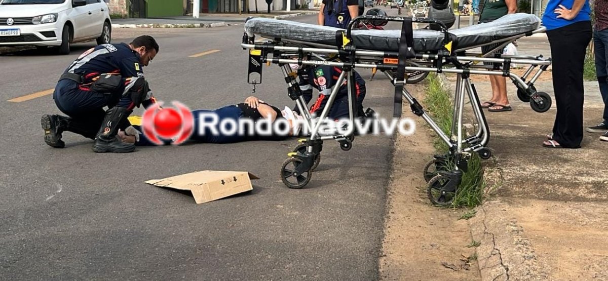 ATINGIU O PESCOÇO: Fio de internet causa acidente e mulher fica ferida em avenida da capital