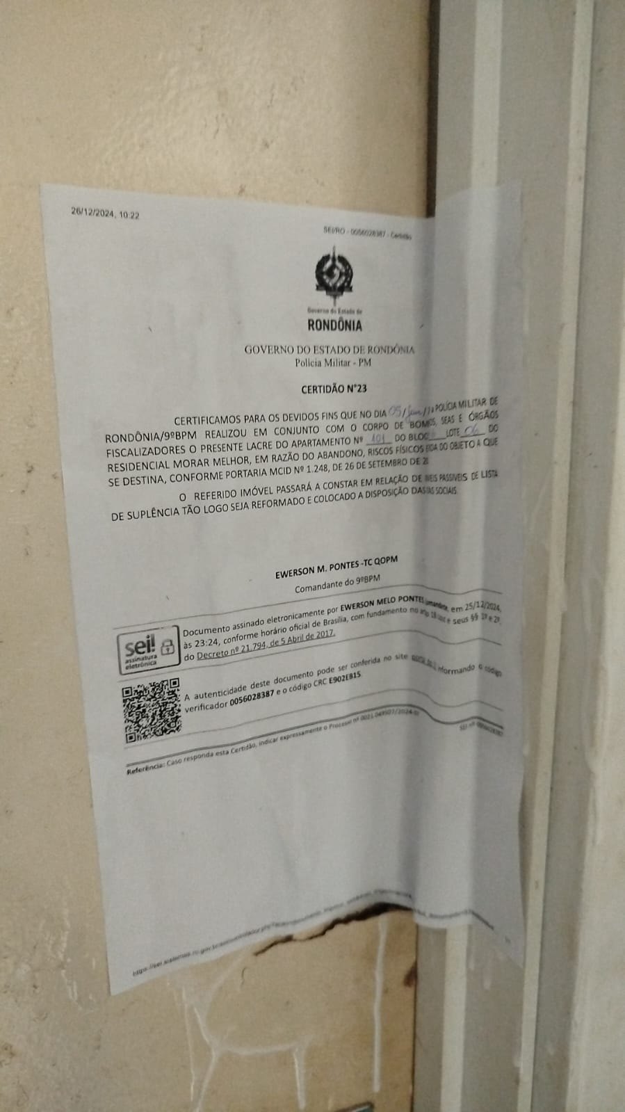 GUERRA CONTRA A FACÇÃO: PM/RO começa a lacrar apartamentos tomados pelo crime no Morar Melhor