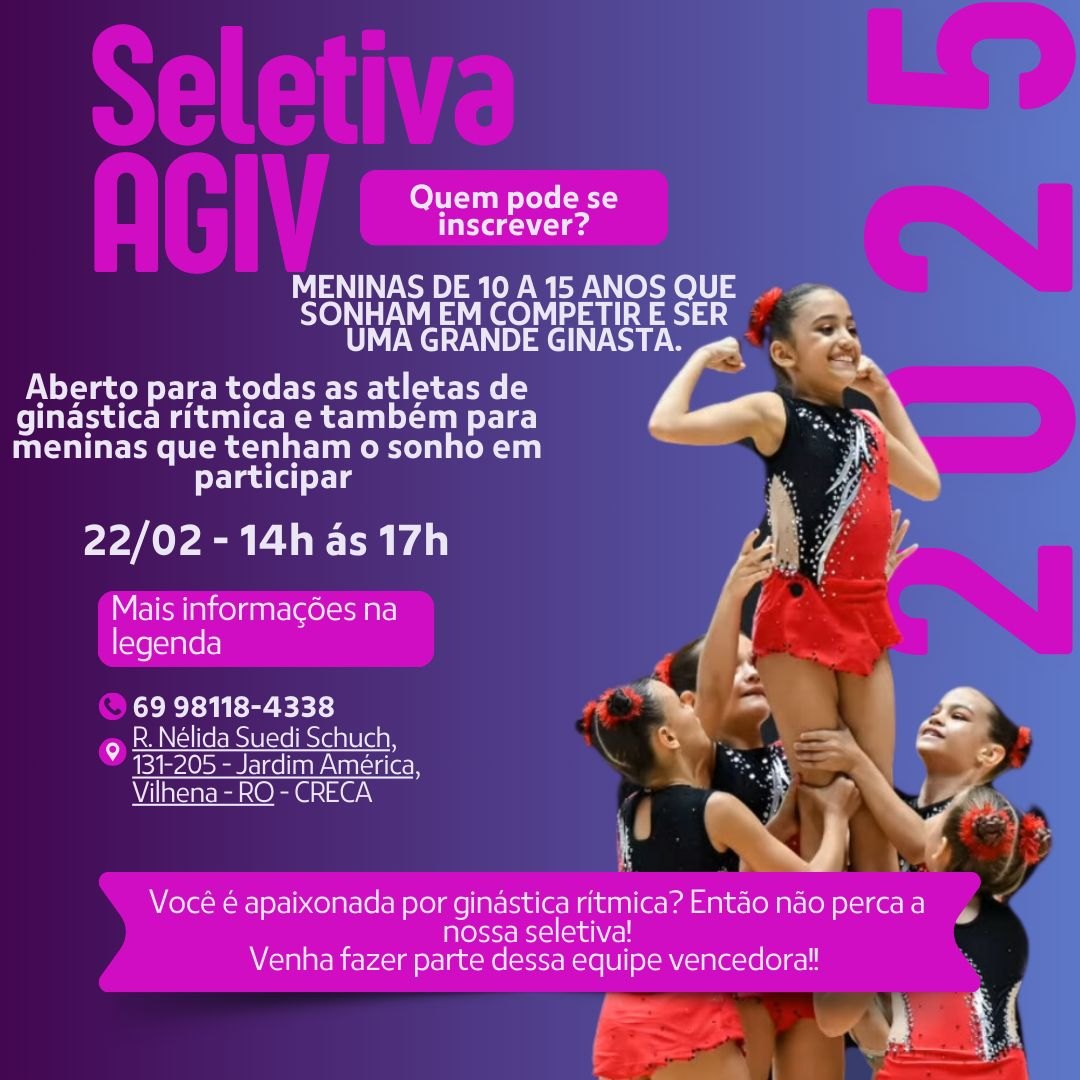 GINÁSTICA: AGIV realiza seletiva especial para nova equipe de competição em Vilhena