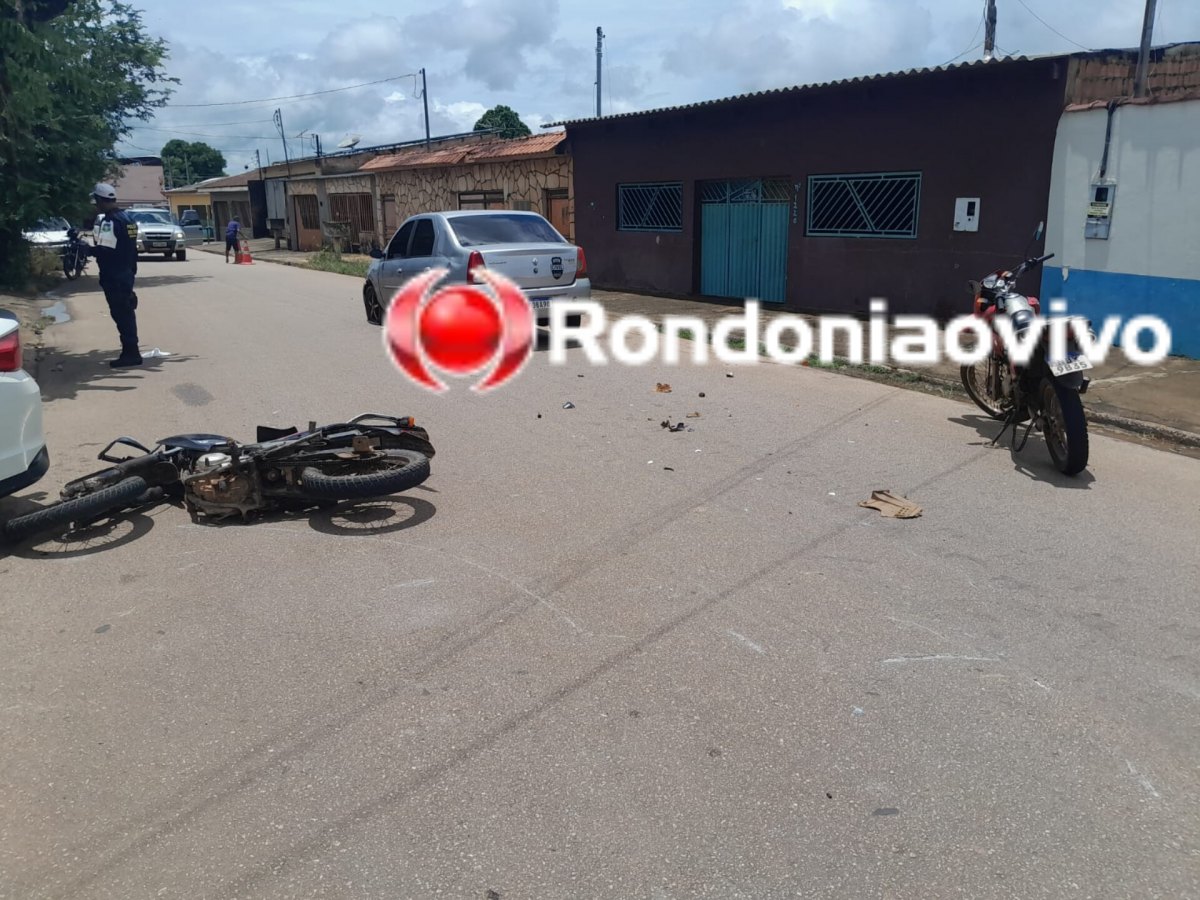 NAS PERNAS: Motociclista sofre duas fraturas expostas após grave acidente entre três veículos