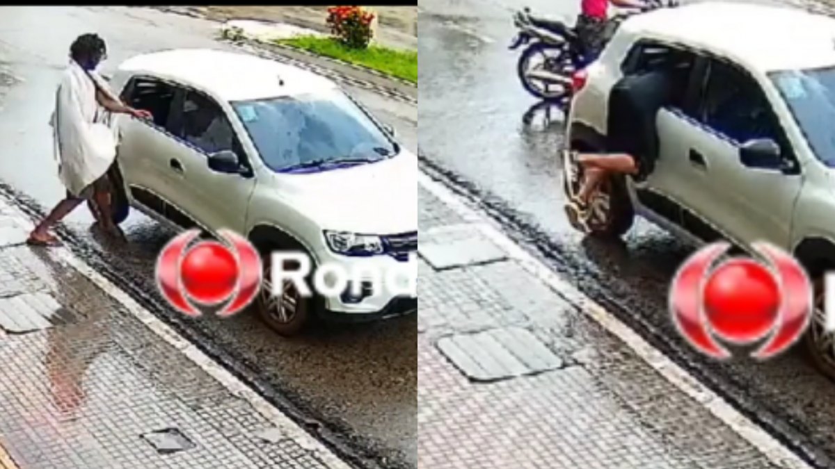 UM ATRÁS DO OUTRO: Vídeo mostra dois furtos simultâneos em veículo no Centro 