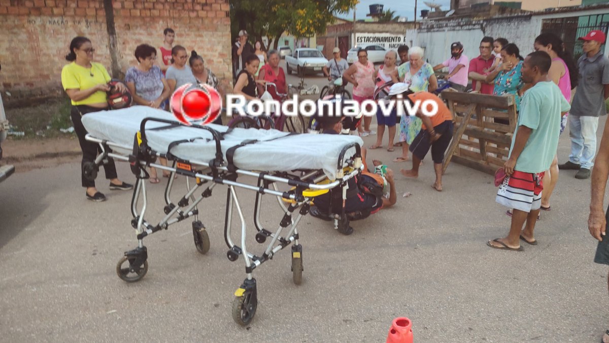 VÍDEO: Idosa tem fratura exposta e motociclista foge após atropelamento