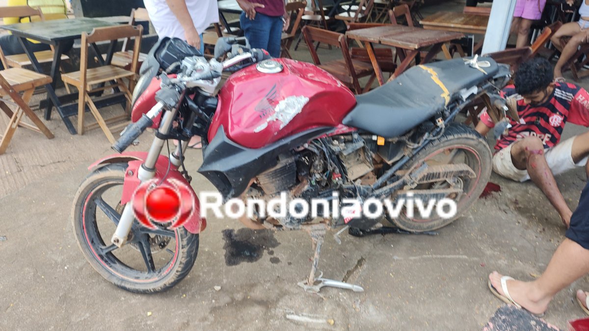 VÍDEO: Mototaxista sofre fratura exposta em grave acidente na Alexandre Guimarães