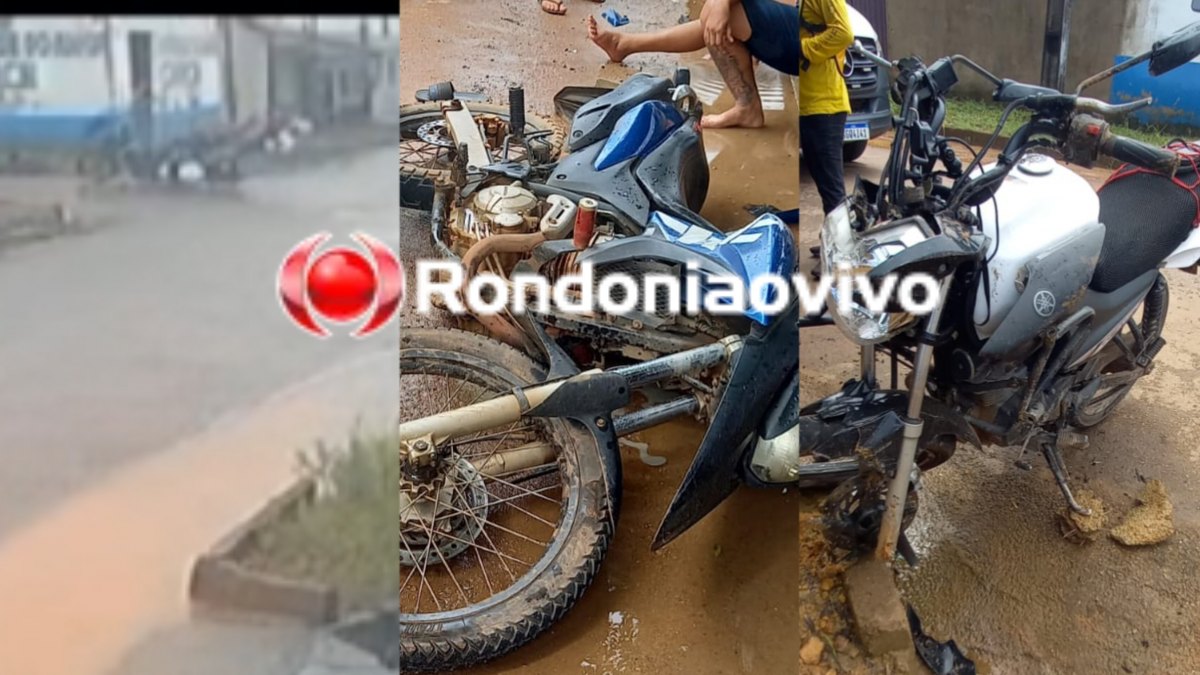 COLISÃO ENTRE MOTOS: Vídeo mostra gravíssimo acidente com três vítimas na zona Leste 