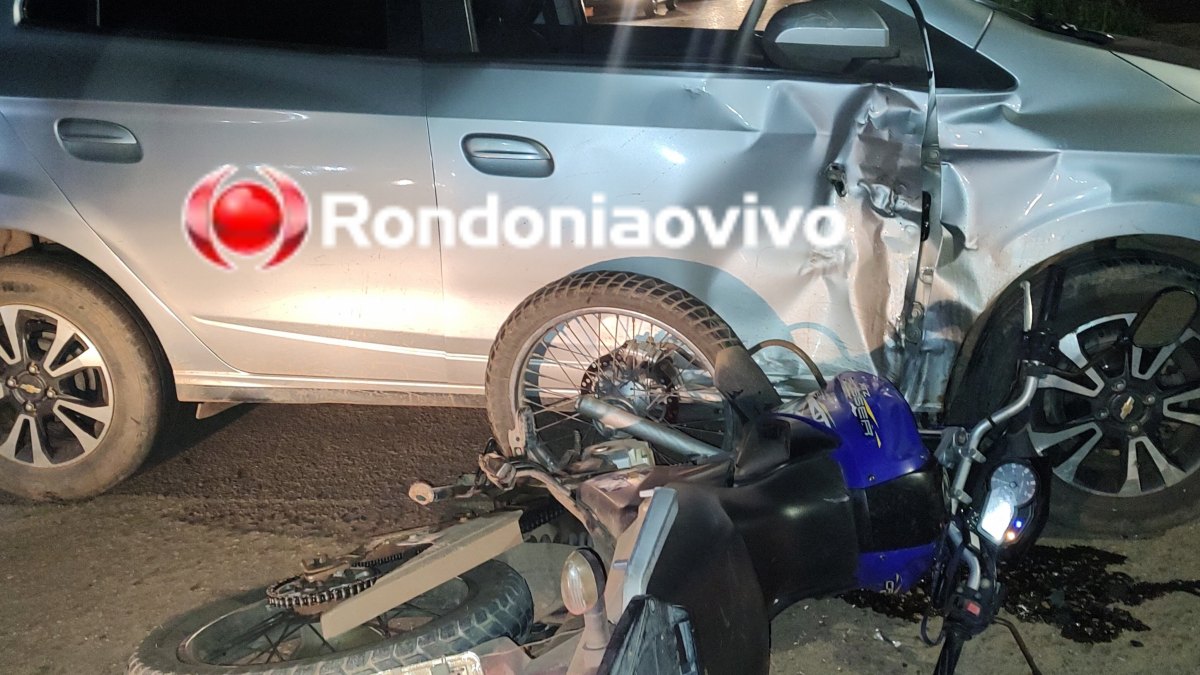 NA ALEXANDRE: Motociclista sofre grave acidente após motorista de Onix avançar preferencial