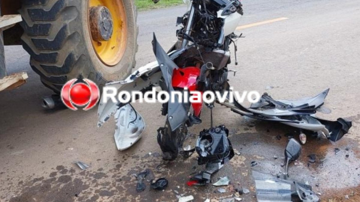 PRÓXIMO AO CEMITÉRIO: Colisão entre trator e moto deixa homem de 30 anos ferido 