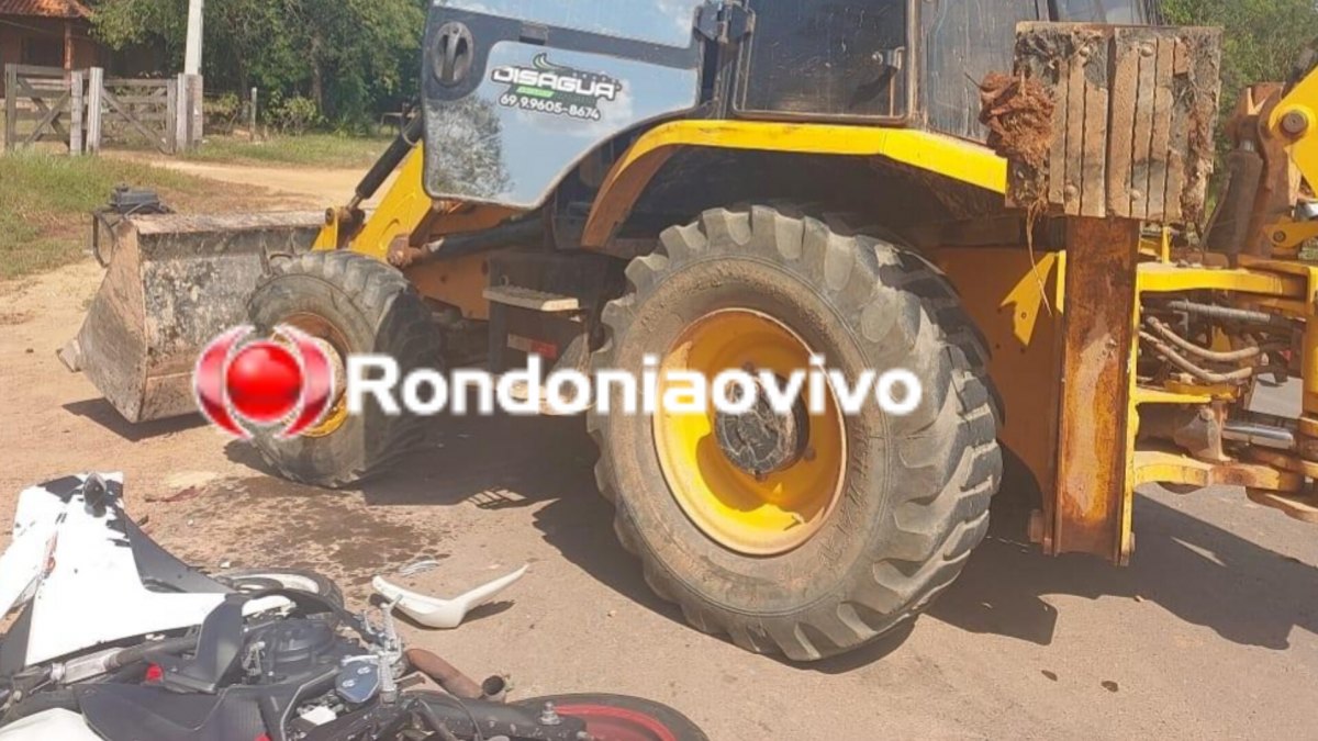 PRÓXIMO AO CEMITÉRIO: Colisão entre trator e moto deixa homem de 30 anos ferido 