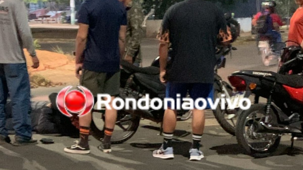 OUTRO ACIDENTE: Batida entre duas motos em rotatória deixa homem de 42 anos ferido 