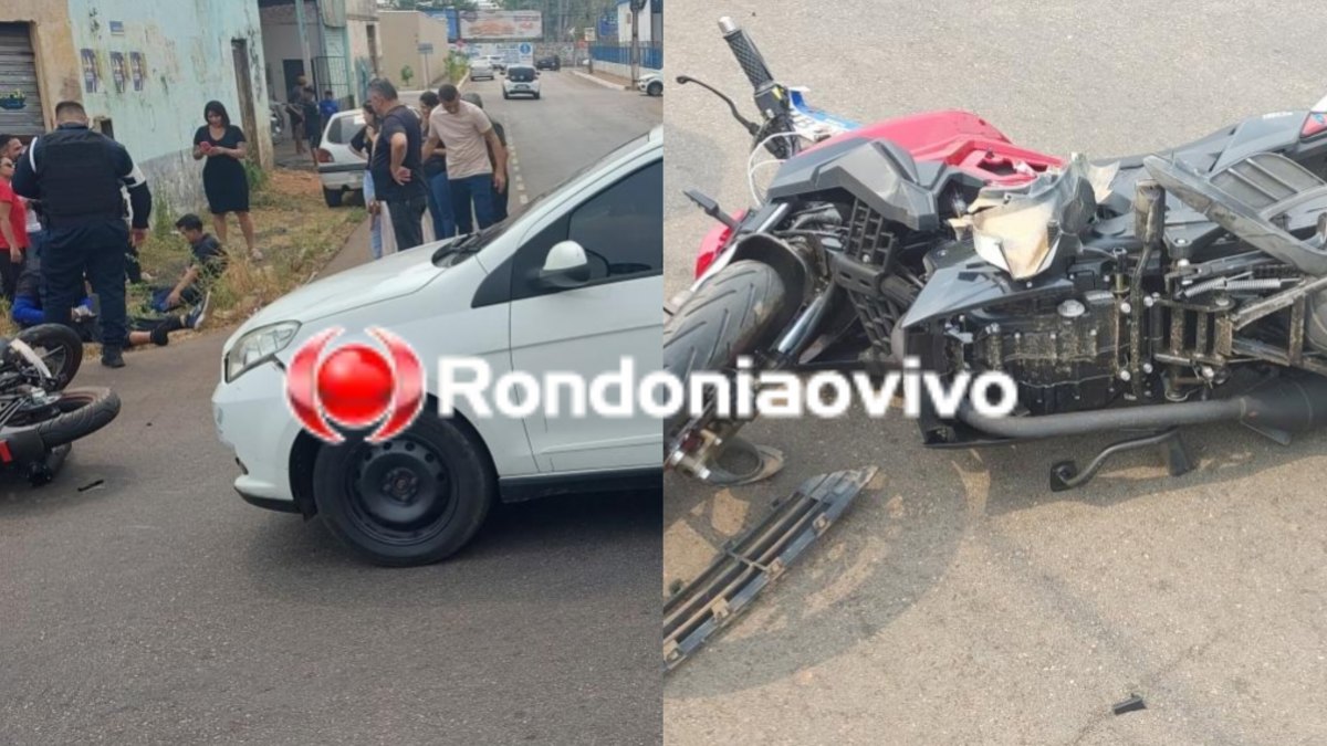 VÍDEO: Farmacêutico e moto App ficam feridos após motorista invadir preferencial 