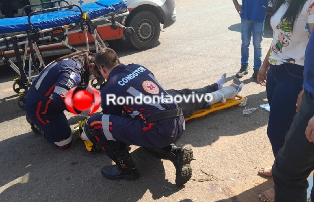 FRATURA EXPOSTA: Motoboy se envolve em grave acidente na Jorge Teixeira