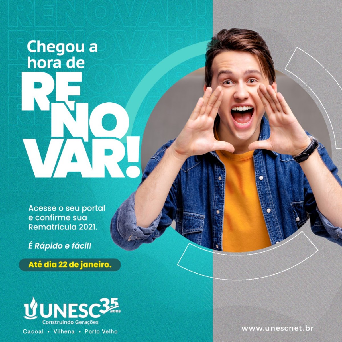 Unesc Rondônia: Prazo de rematrícula segue até o dia 22