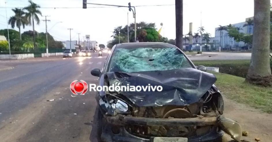 NA JORGE TEIXEIRA: Motociclista fica em estado grave ao ser atingido em cheio por carro