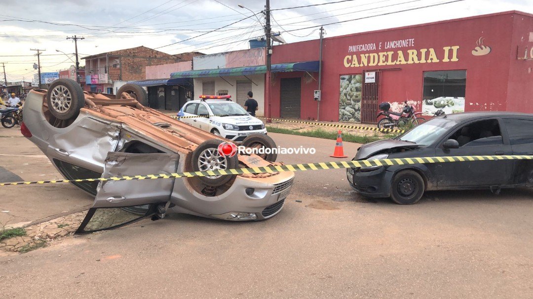 ACIDENTE GRAVE: Veja o momento em que carro capota após colisão envolvendo três veículos