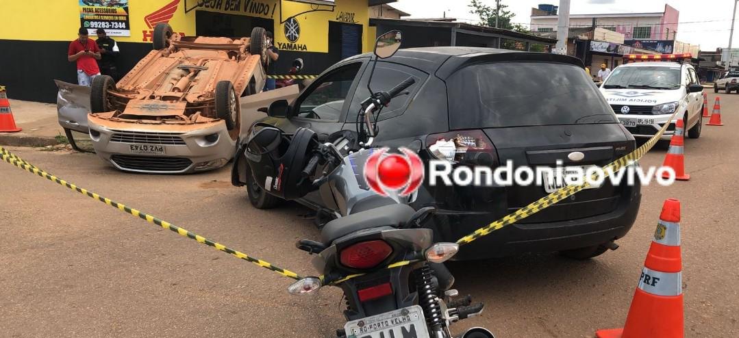 ACIDENTE GRAVE: Veja o momento em que carro capota após colisão envolvendo três veículos