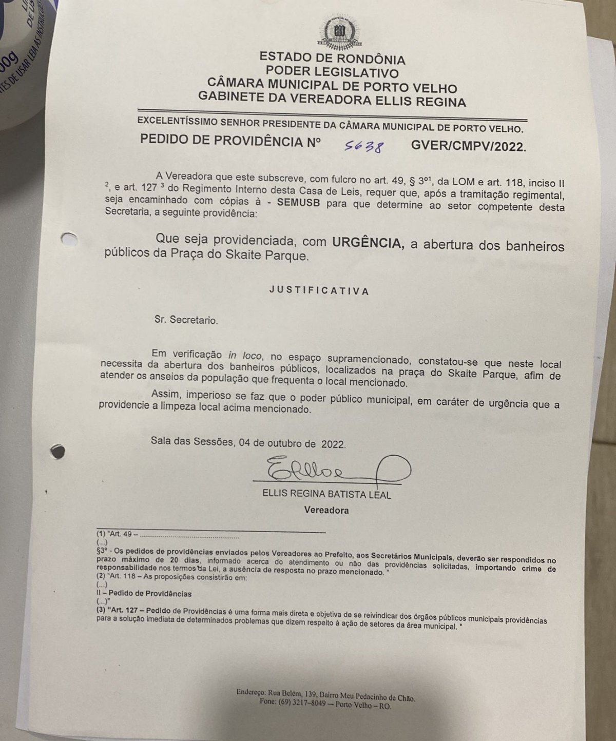 SKATE PARK: A pedido da vereadora Ellis Regina, Prefeitura reforma banheiros públicos