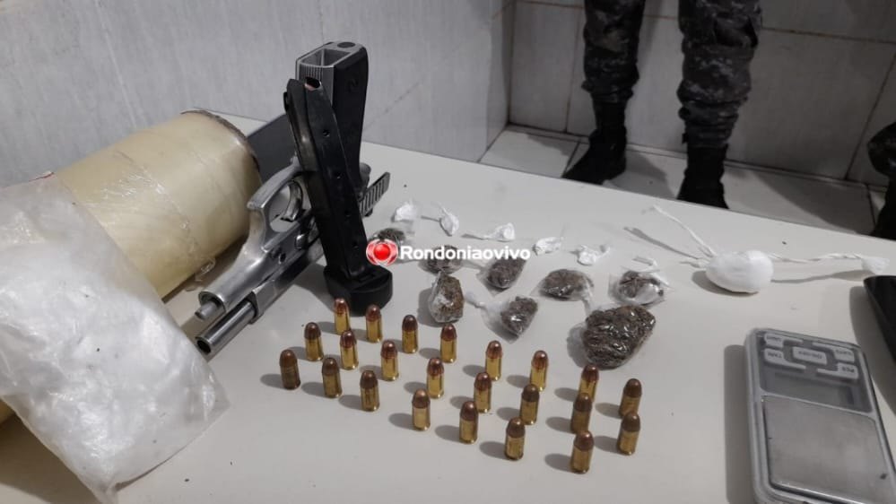 TRAFICANDO: Membro de grupo criminoso é preso com arma, drogas e objetos roubados 