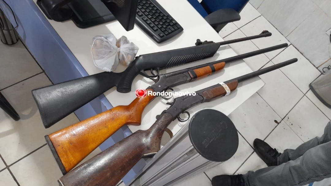 CRIME AMBIENTAL: Polícia prende homens com paca abatida e três armas de fogo 