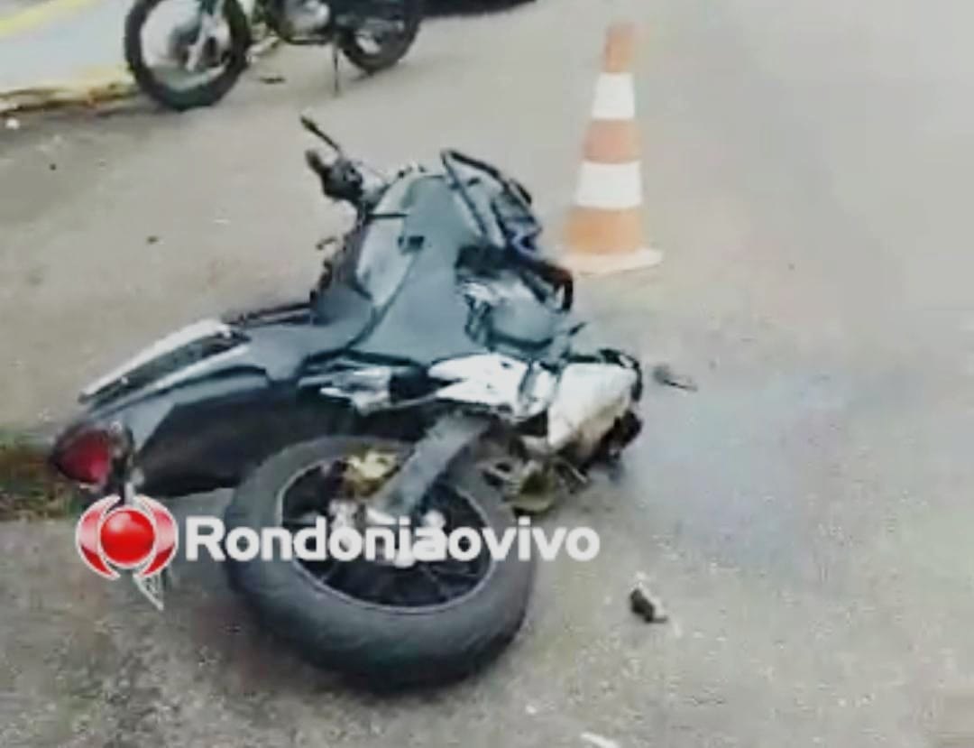 VÍDEO: Grave acidente é registrado entre CB500 e caminhonete no Centro 