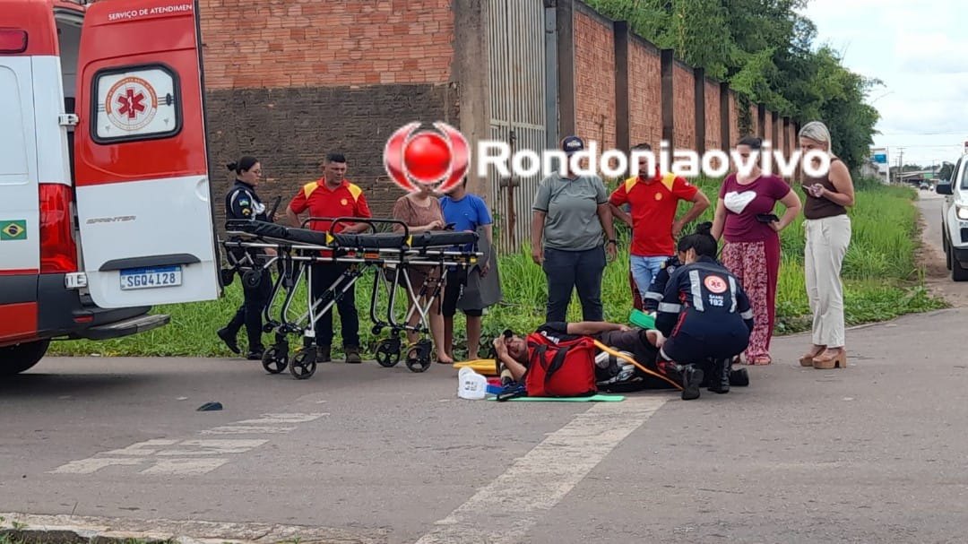 ATROPELADO: Motociclista quebra a perna em dois lugares após ser atingido por carro