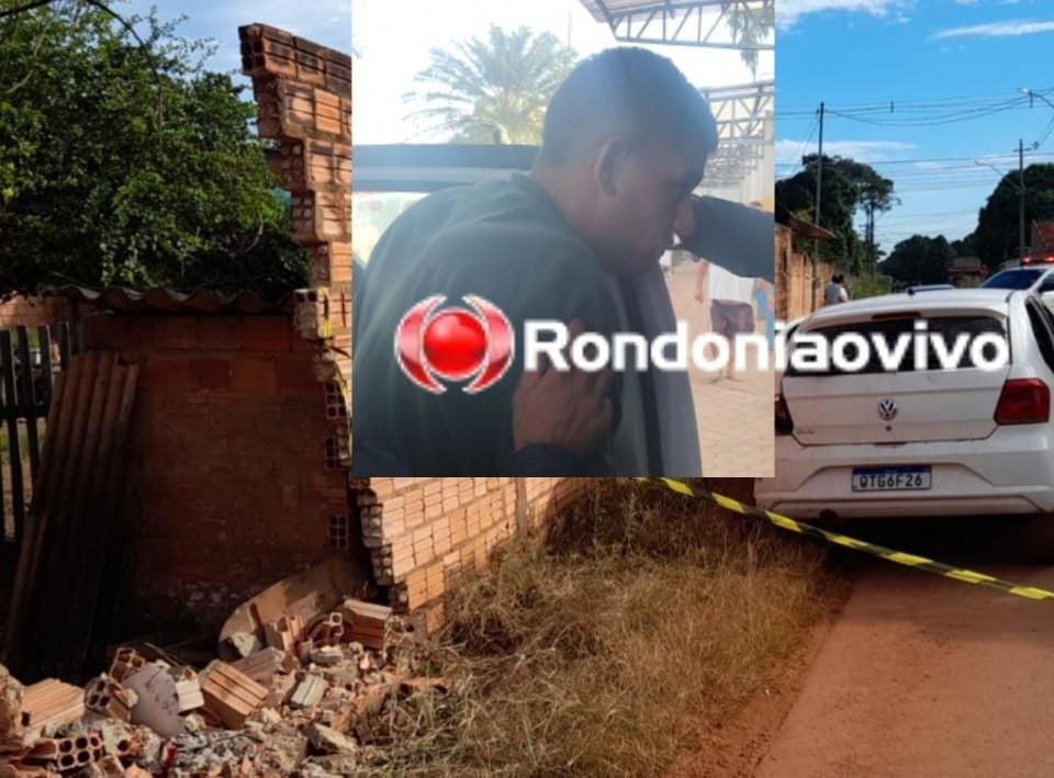 DUPLA DO GOL: Criminoso baleado tentou atropelar policiais e derrubou muro de casa