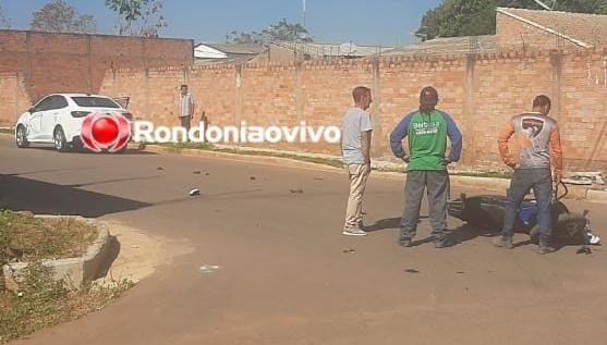 PERIGO: Motoboy fica inconsciente após grave batida entre moto e carro