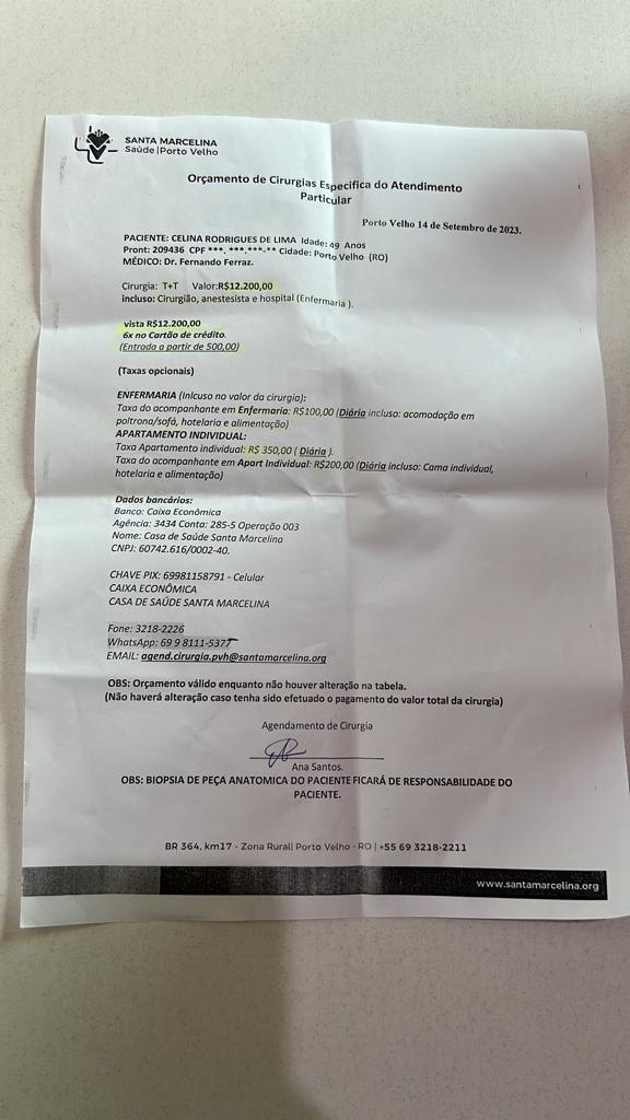 SOLIDARIEDADE: Mulher precisa urgentemente de cirurgia de tiroide em Porto Velho