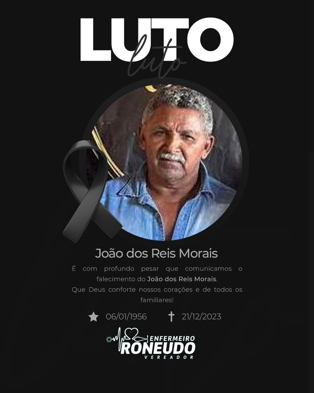 PESAR: Morre João dos Reis Moraes, sogro do vereador Enfermeiro Roneudo