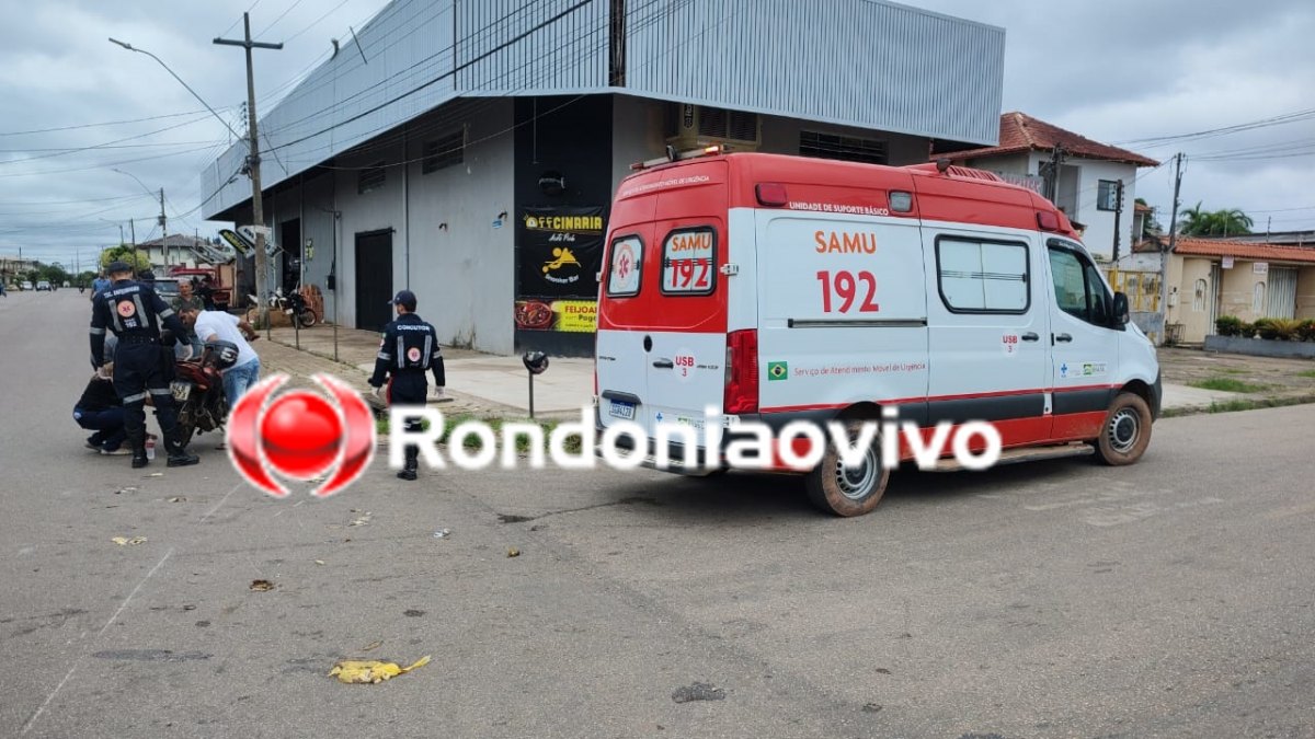 IMPRUDÊNCIA: Mulher em iX35 avança cruzamento e atropela casal em moto
