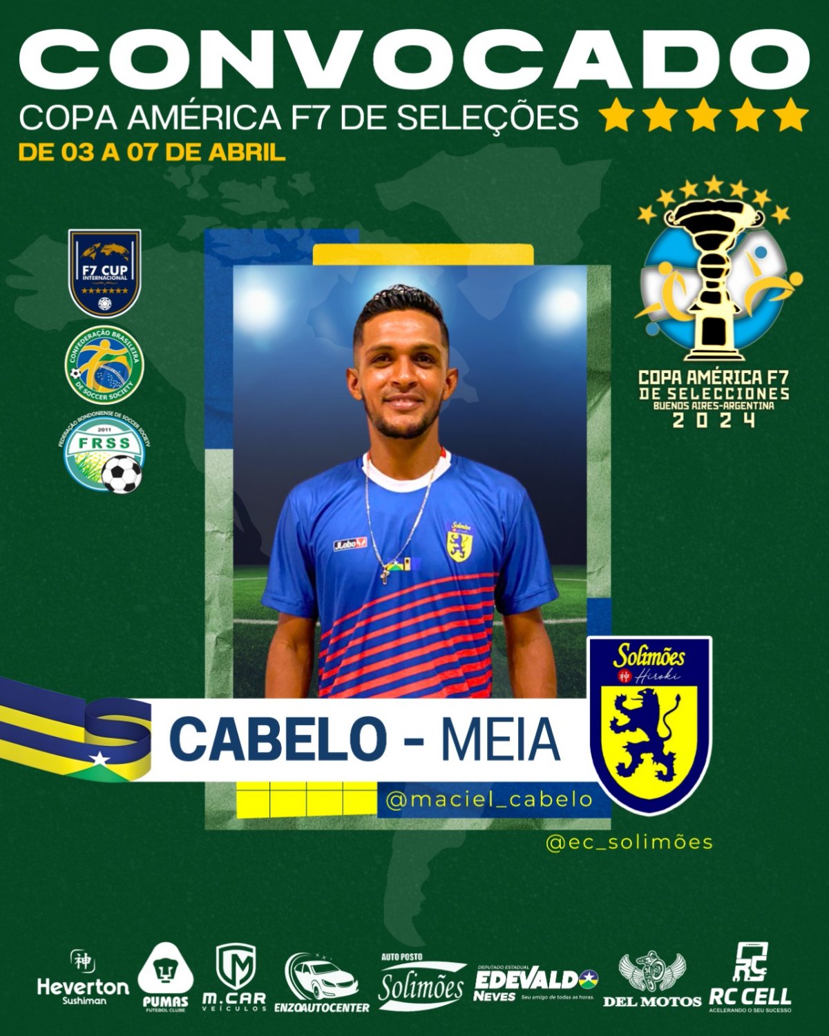 COPA AMÉRICA: Rondônia terá cinco atletas Seleção Brasileira de Futebol Soccer Society
