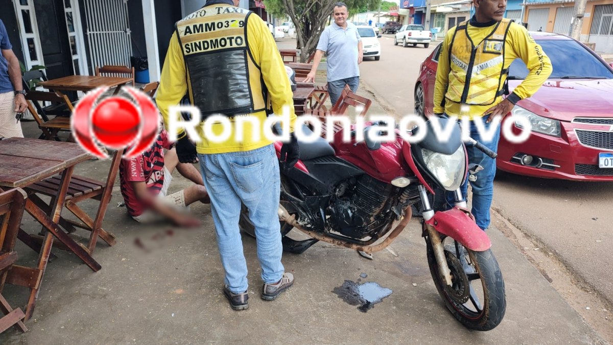 VÍDEO: Mototaxista sofre fratura exposta em grave acidente na Alexandre Guimarães