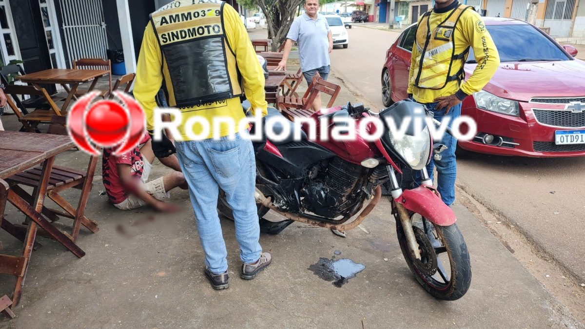 VÍDEO: Mototaxista sofre fratura exposta em grave acidente na Alexandre Guimarães