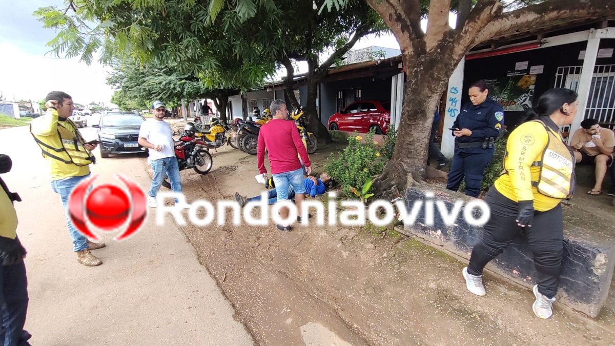 VÍDEO: Mototaxista sofre fratura exposta em grave acidente na Alexandre Guimarães