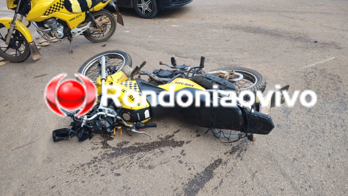 VÍDEO: Mototaxista sofre fratura exposta em grave acidente na Alexandre Guimarães