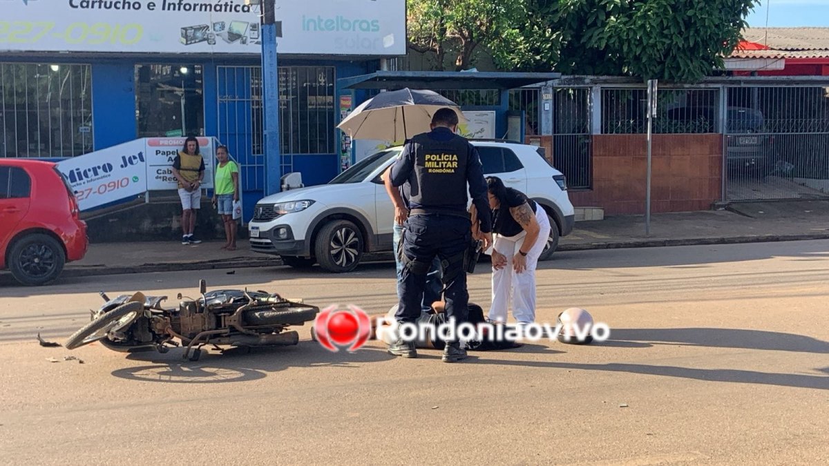 PRÓXIMO A UPA: Mulher sofre acidente após motorista de carro fazer conversão