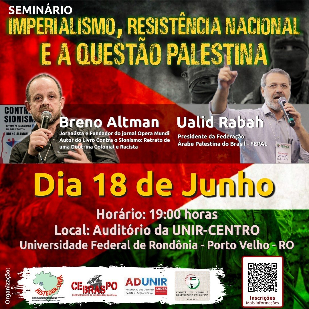APARTHEID: UNIR realiza hoje (18) evento contra o genocídio de palestinos  