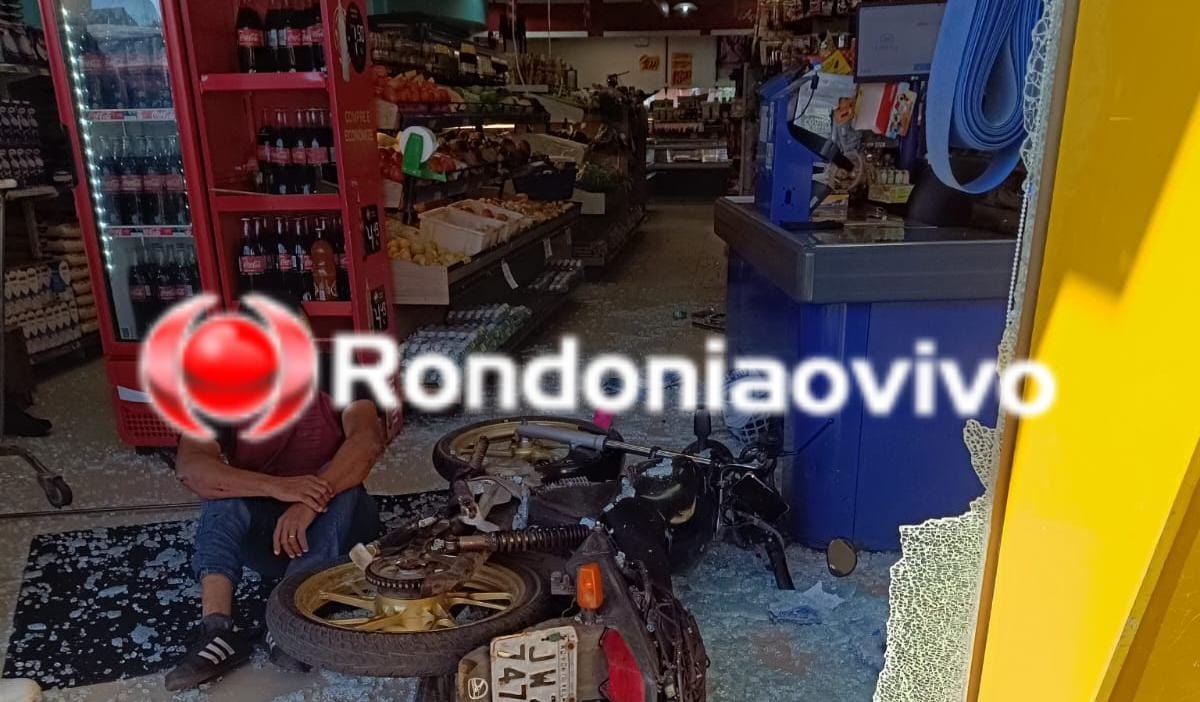 VÍDEO: Motociclista invade supermercado após colisão com carro da Emdur