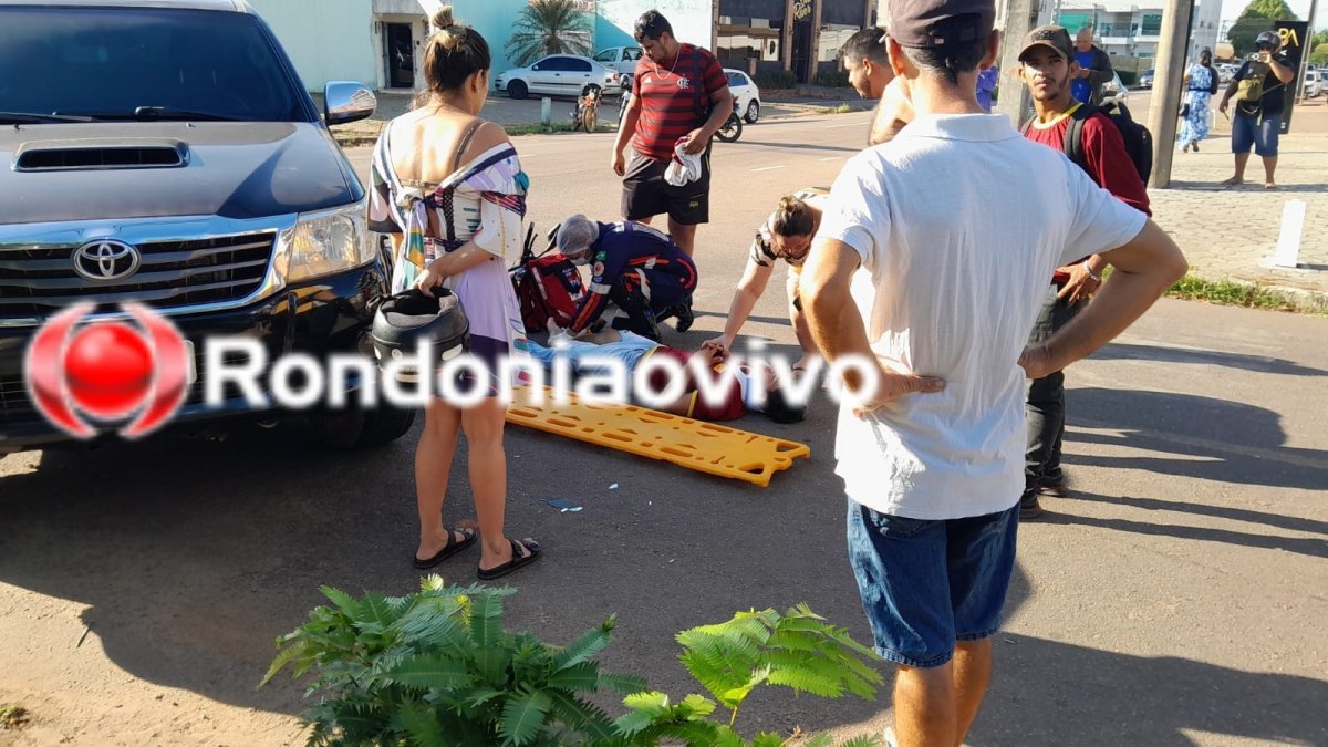 LIBERDADE: Motorista de Hilux avança cruzamento e provoca grave acidente com motociclista 