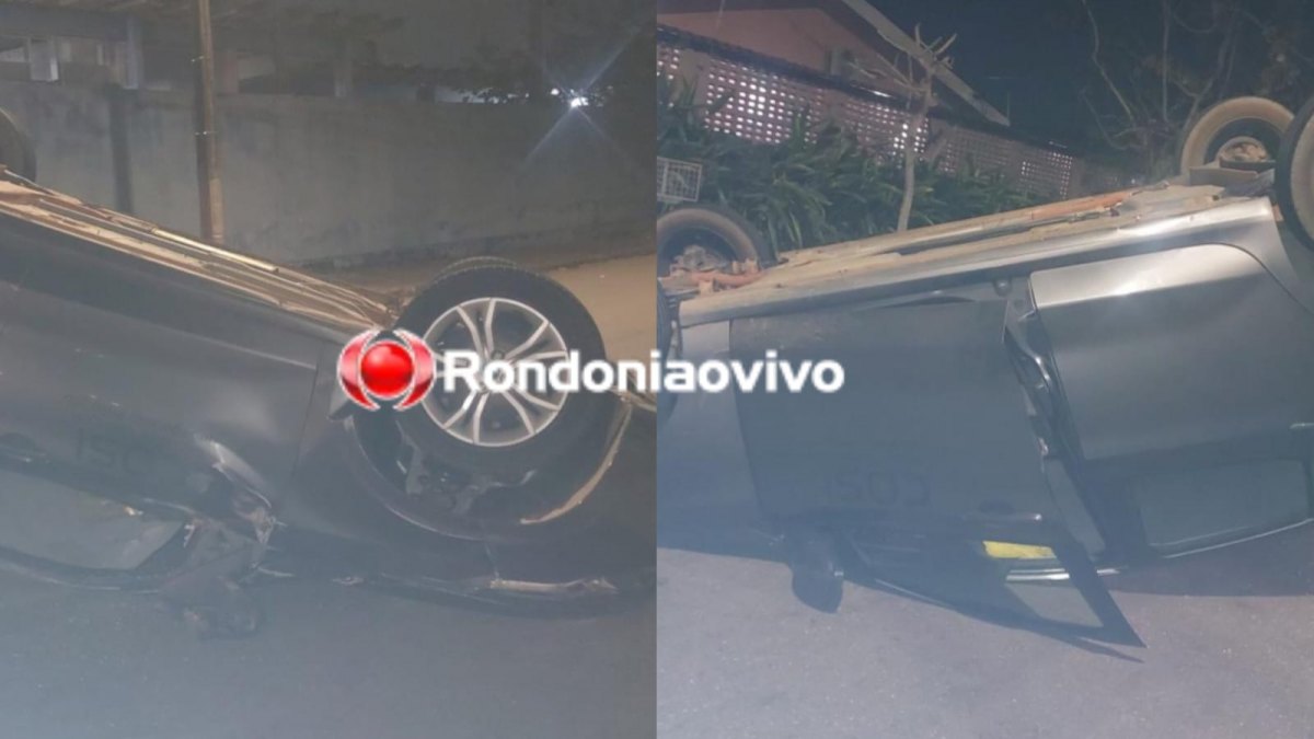 CAPOTAMENTO: Motorista dorme na direção e causa acidente com carro ocupado por quatro pessoas