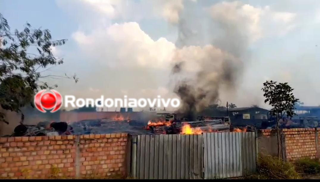 VÍDEO: Vários caminhões apreendidos são destruídos por incêndio em Batalhão Ambiental 