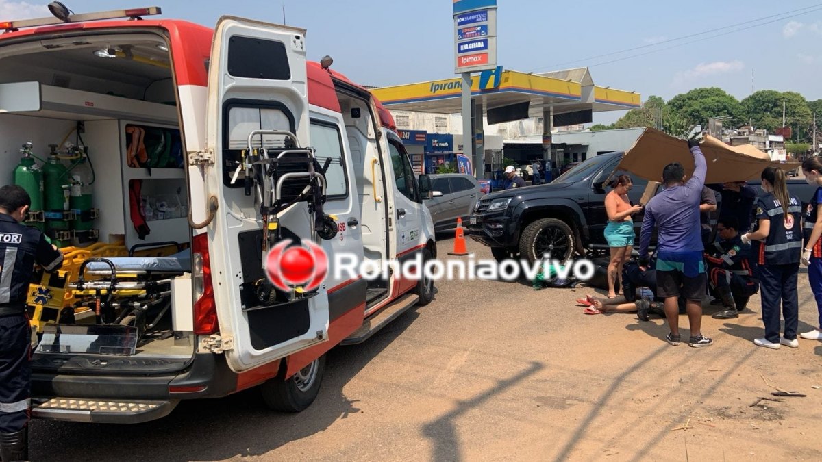 AMAROK: Caminhonete passa por cima de motocicleta na Avenida 7 de Setembro 