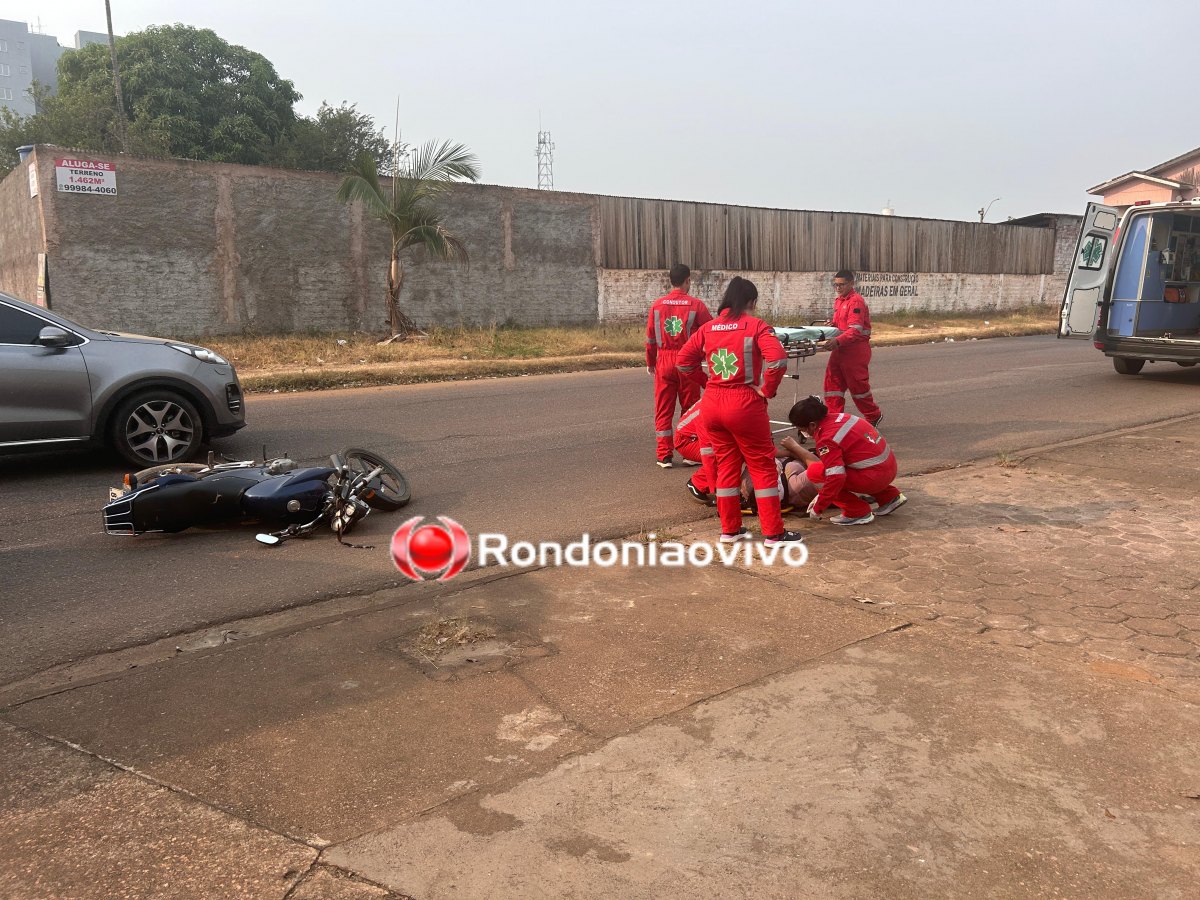 NA 7 DE SETEMBRO: Condutor de moto foge após causar acidente e deixar mulher lesionada