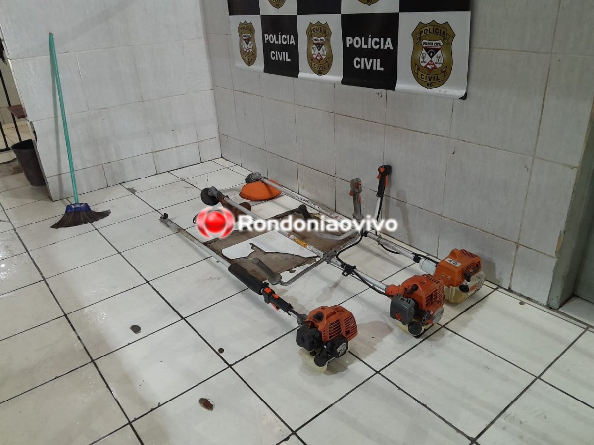 INTERCEPTADOS: Ladrões de motosserra e roçadeiras são presos após arrombamento de empresa 