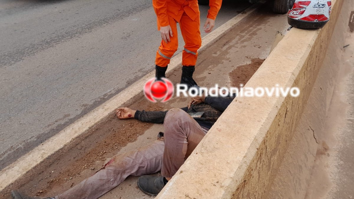 URGENTE: Motociclista é fechado por carreta e sofre grave acidente na BR-364 