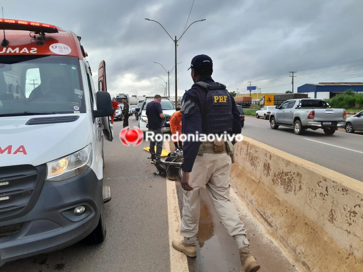 URGENTE: Motociclista é fechado por carreta e sofre grave acidente na BR-364 